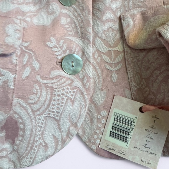 Intuitions Pink Jacquard Blazer NWT Mother of Pearl Buttons Womens Size 8 - Picture 3 of 10